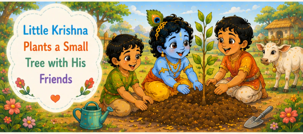 Little Krishna Plants a Small Tree with His Friends - Little Krishna Story in English for Kids 