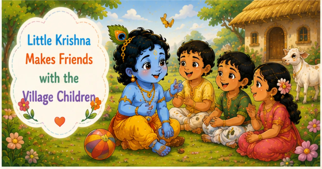 Little Krishna Makes Friends with the Village Children - Little Krishna Story in English for Kids 