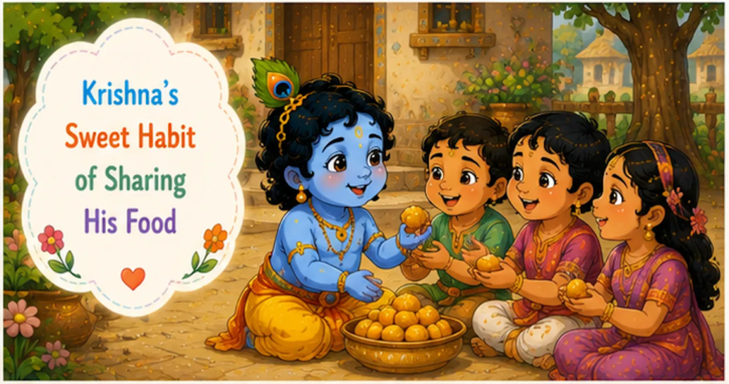 Krishna's Sweet Habit of Sharing His Food - Little Krishna Story in English for Kids 