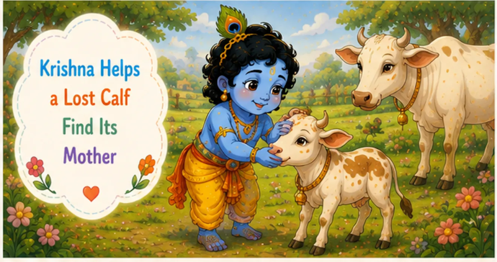 Krishna Helps a Lost Calf Find Its Mother - Little Krishna Story in English for Kids 