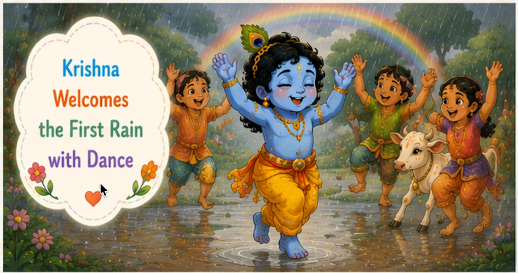 Krishna Welcomes the First Rain with Dance - Little Krishna Story in English for Kids 