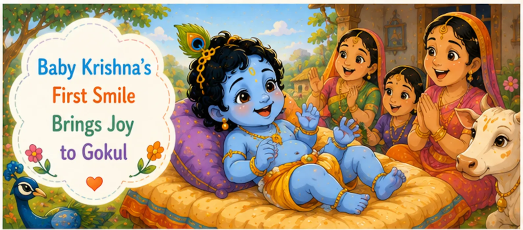 Baby Krishna's First Smile Brings Joy to Gokul - Little Krishna Story in English for Kids 