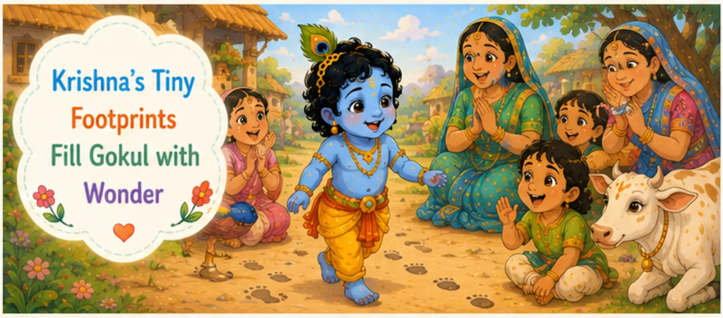 Krishna's Tiny Footprints Fill Gokul with Wonder - Little Krishna Story in English for Kids 