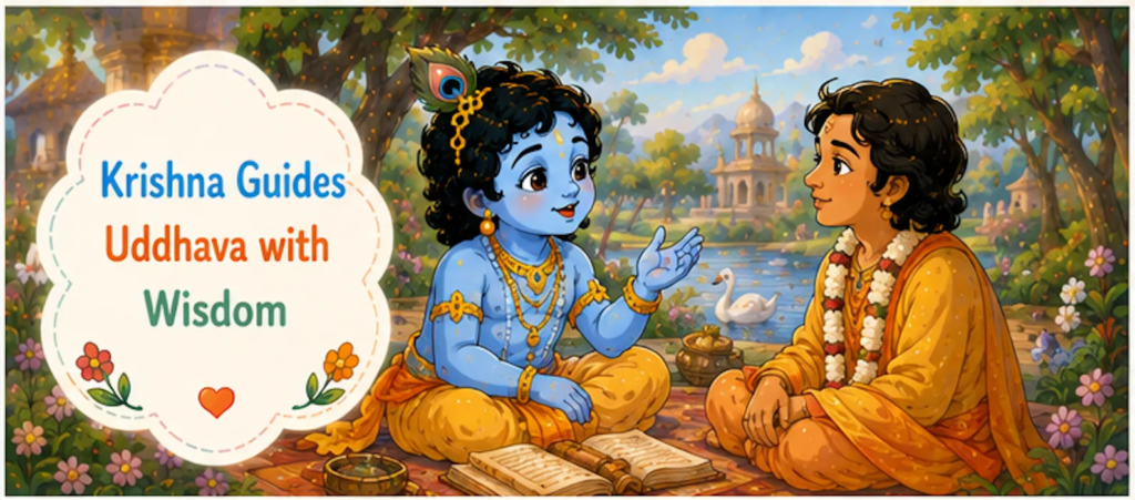 Krishna Guides Uddhava with Wisdom - Lord Krishna Story in English