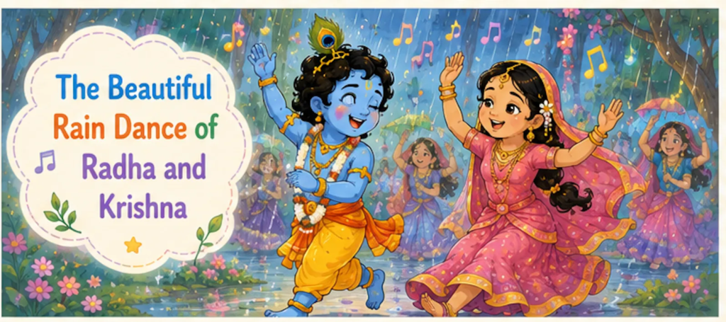 The Beautiful Rain Dance of Radha and Krishna