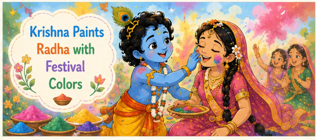 Krishna Paints Radha with Festival Colors