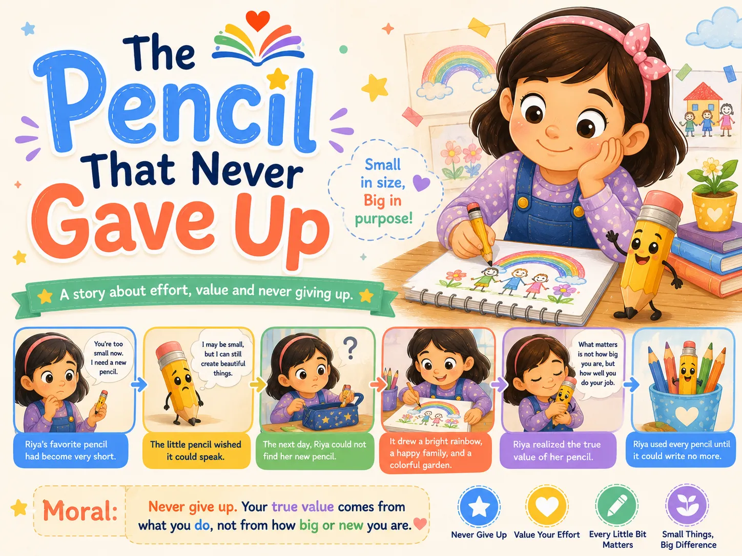 The Pencil That Never Gave Up - 1 minute stories for kids