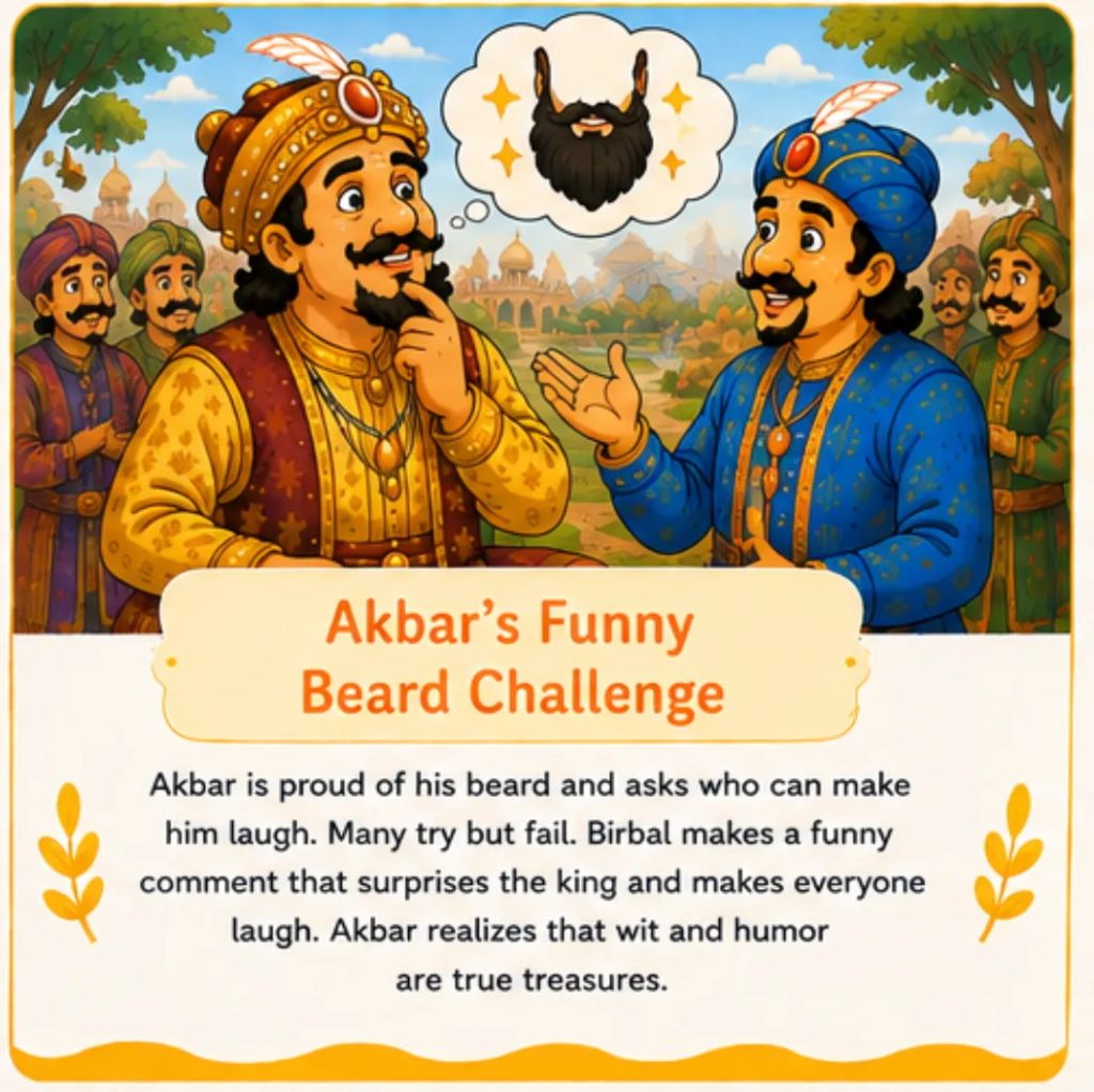 Akbar's Funny Beard Challenge - Akbar Birbal Funny Stories for Kids