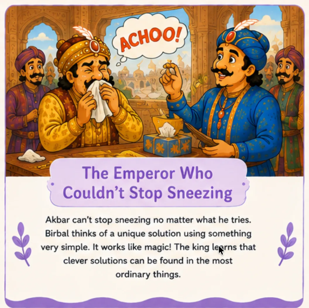 The Emperor Who Couldn't Stop Sneezing - Akbar Birbal Funny Stories for Kids