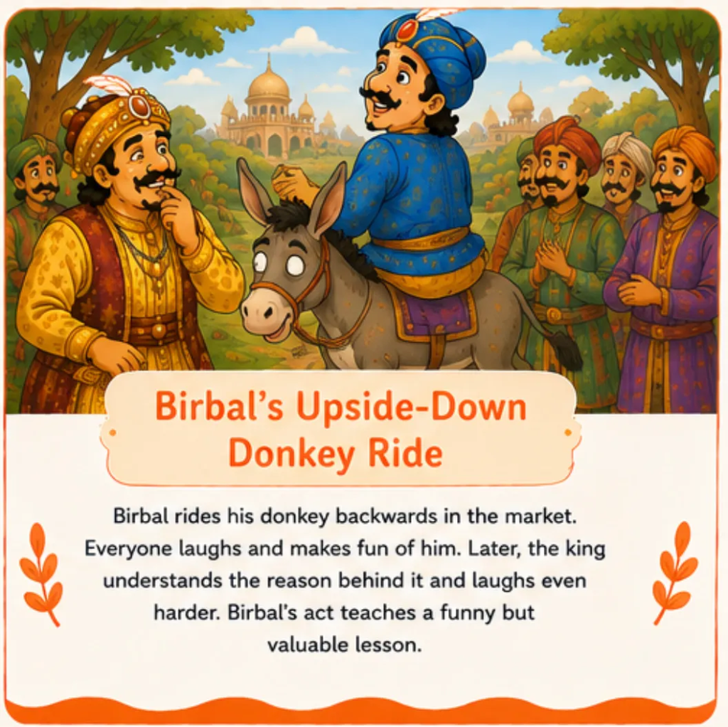 Birbal's Upside-Down Donkey Ride - Akbar Birbal Funny Stories for Kids