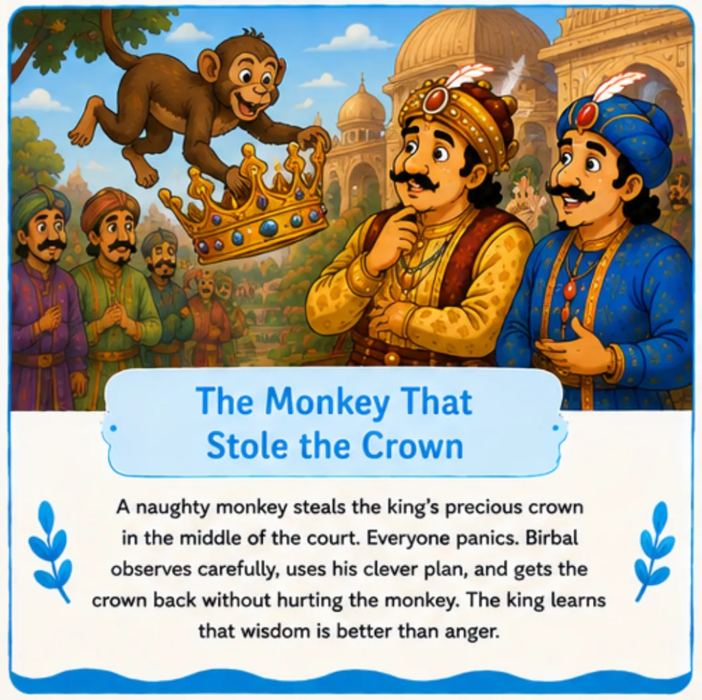  The Monkey That Stole the Crown - Akbar Birbal Funny Stories for Kids