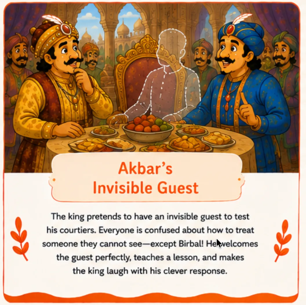 Akbar's Invisible Guest - Akbar Birbal Funny Stories for Kids
