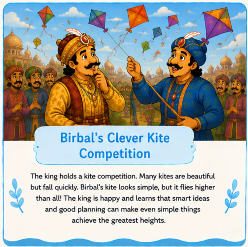 Birbal's Clever Kite Competition - Akbar Birbal Funny Stories for Kids