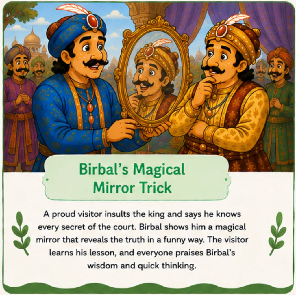 Birbal's Magical Mirror Trick - Akbar Birbal Funny Stories for Kids