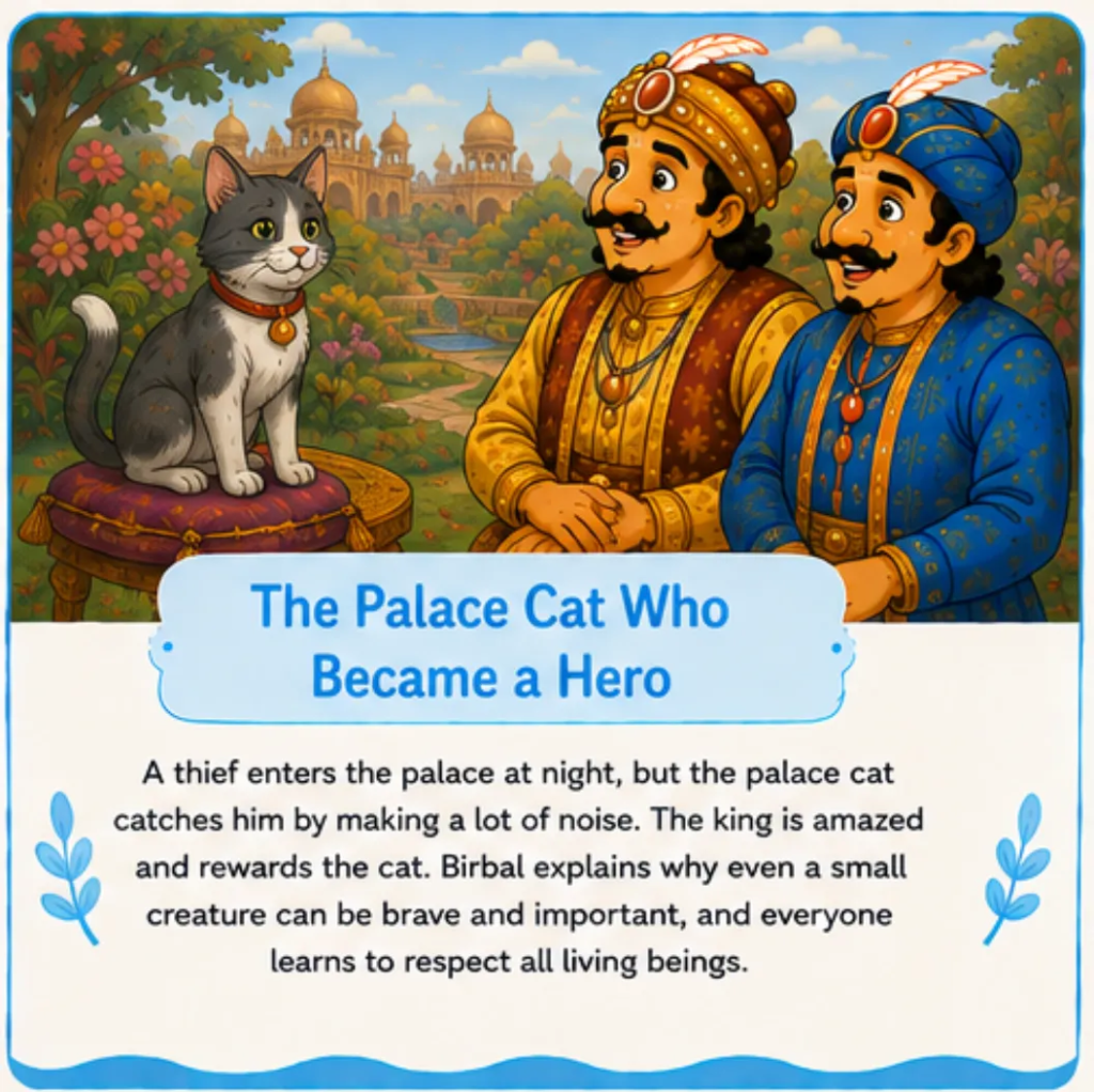 The Palace Cat Who Became a Hero - Akbar Birbal Funny Stories for Kids