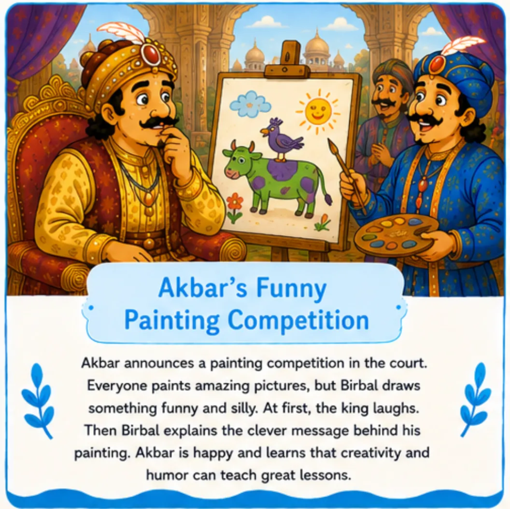 Akbar's Funny Painting Competition - Akbar Birbal Funny Stories for Kids
