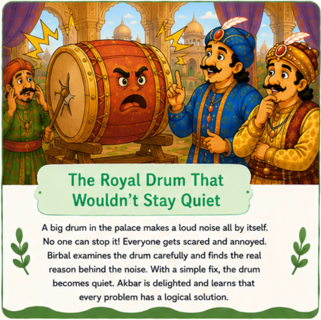The Royal Drum That Wouldn't Stay Quiet - Akbar Birbal Funny Stories for Kids