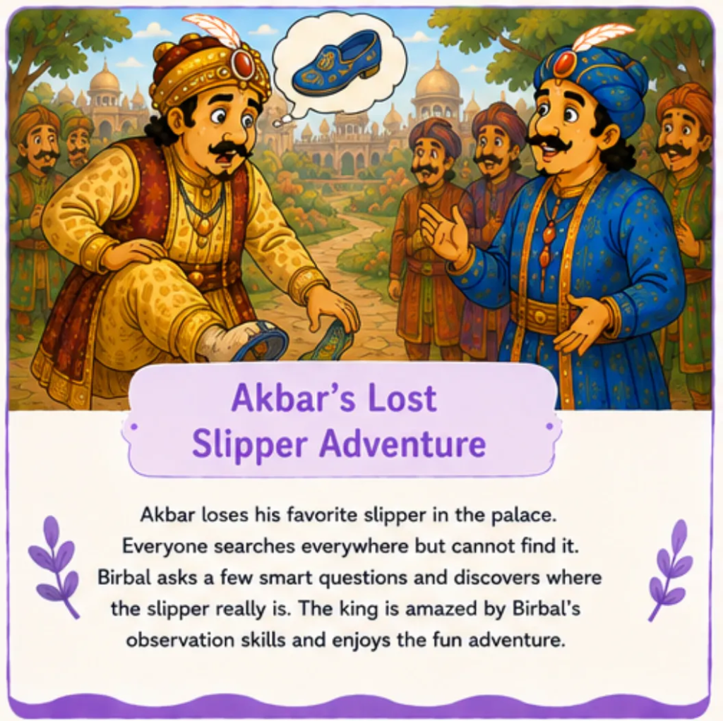 Akbar's Lost Slipper Adventure - Akbar Birbal Funny Stories for Kids