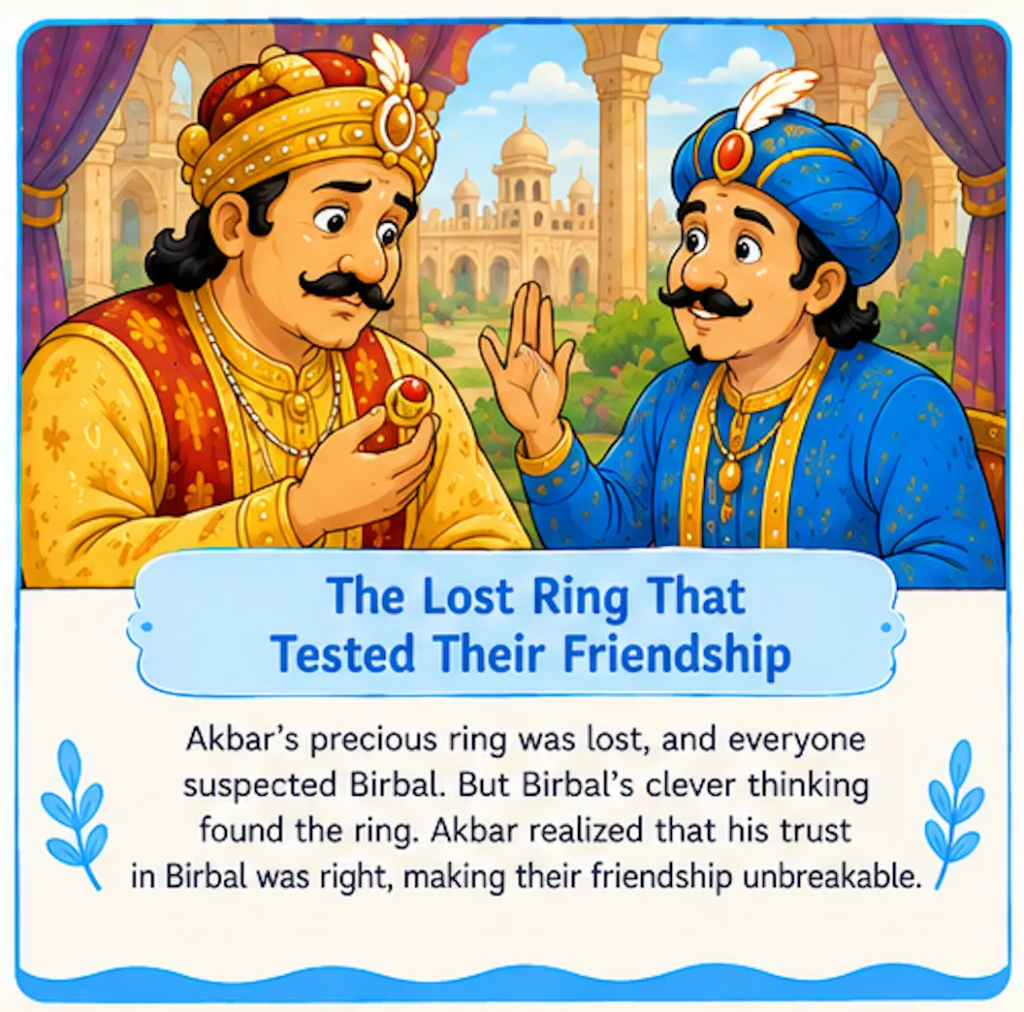 The Lost Ring That Tested Their Friendship - Akbar and Birbal Friendship Story for Kids
