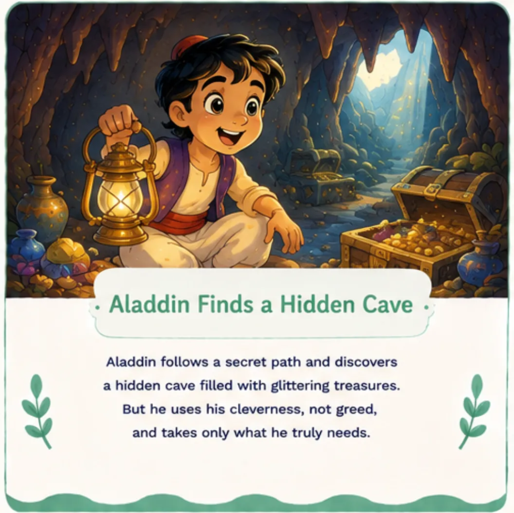 Aladdin Finds a Hidden Cave - Aladdin Bedtime Story for Children