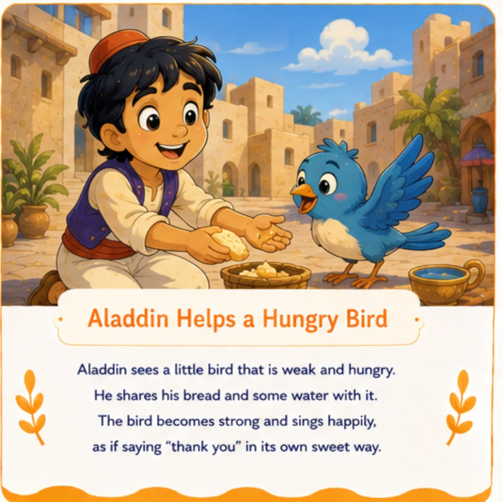 Aladdin Helps a Hungry Bird - Aladdin Bedtime Story for Children