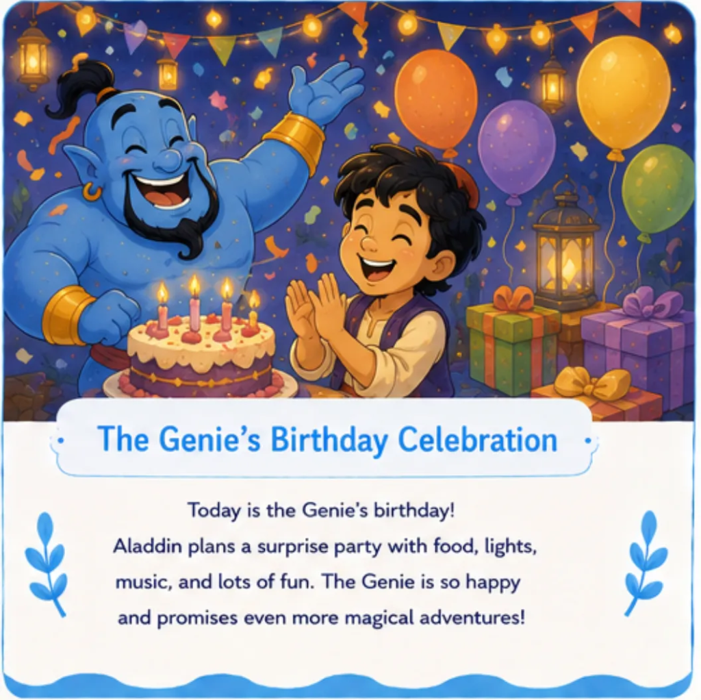 The Genie’s Birthday Celebration - Aladdin Bedtime Story for Children