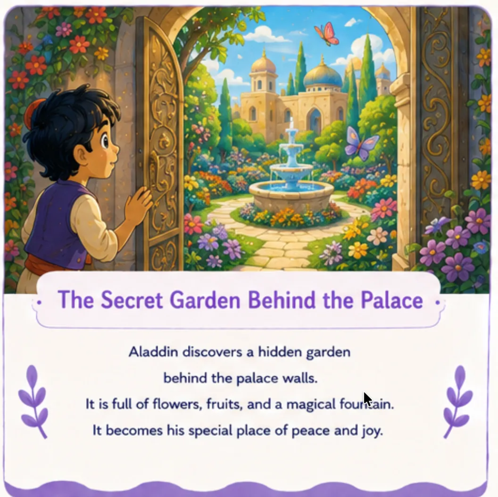 The Secret Garden Behind the Palace - Aladdin Bedtime Story for Children