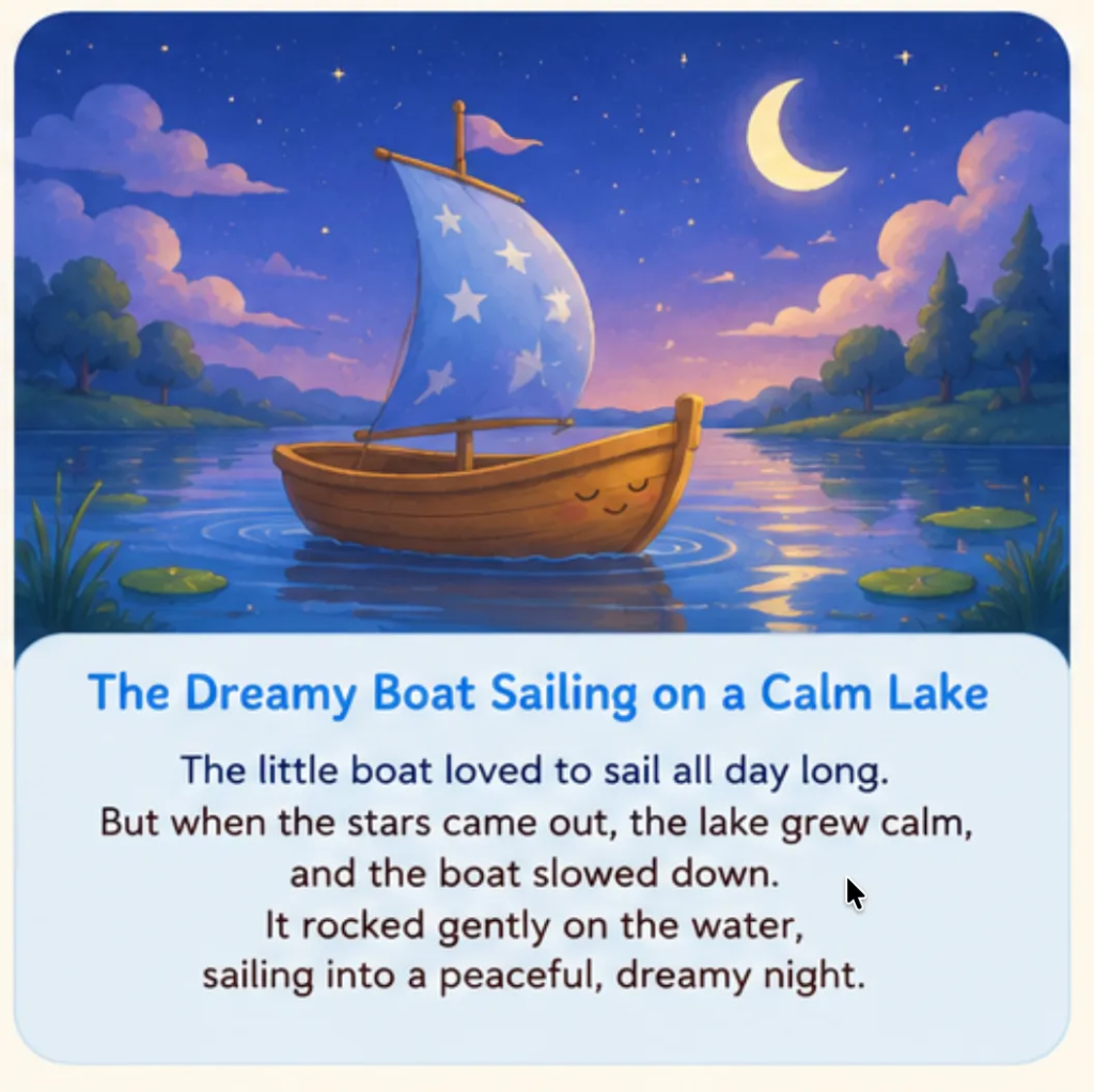 The Dreamy Boat Sailing on a Calm Lake - Calming Bedtime Stories for Kids