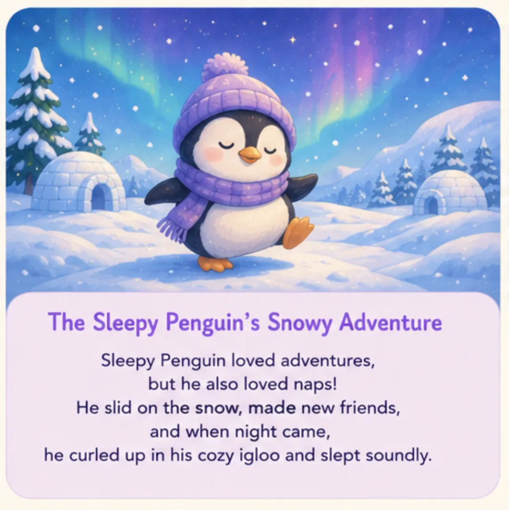 The Sleepy Penguin’s Snowy Adventure - Calming Bedtime Stories for Kids