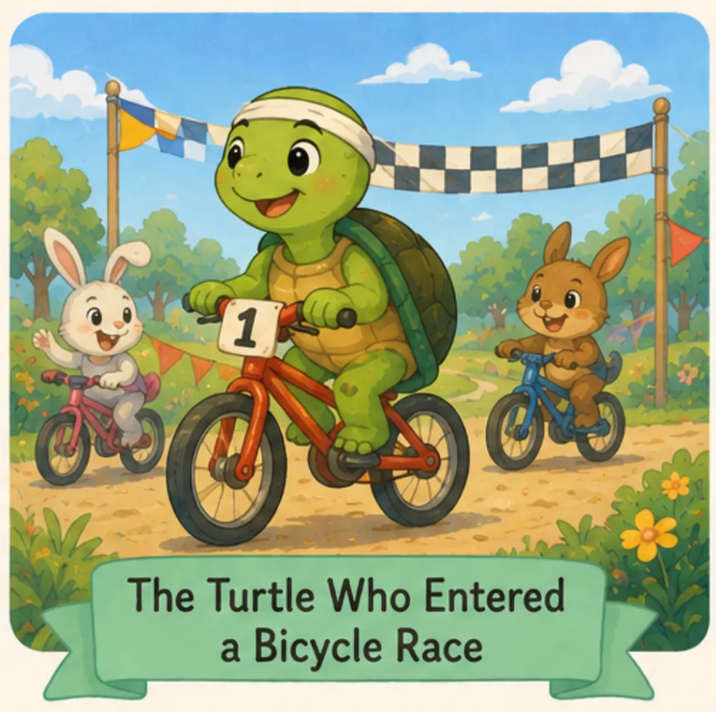 The Turtle Who Entered a Bicycle Race  - Short Stories for Kids With Pictures