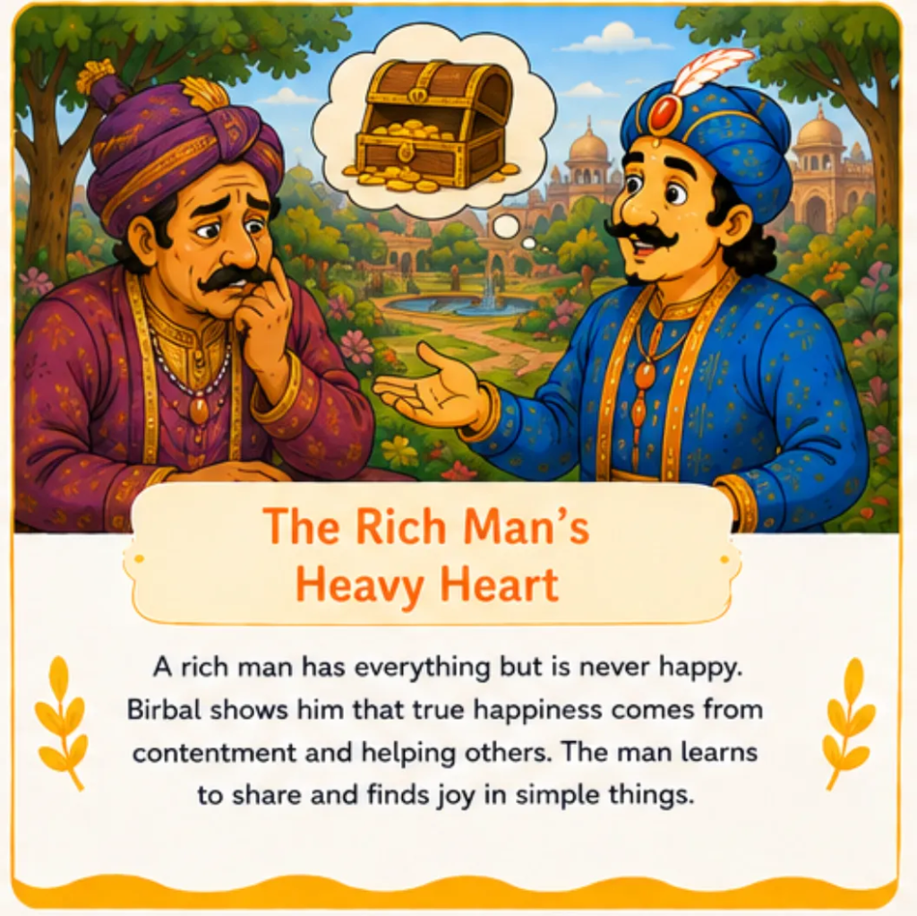 The Rich Man's Heavy Heart - Short Story of Akbar and Birbal in English