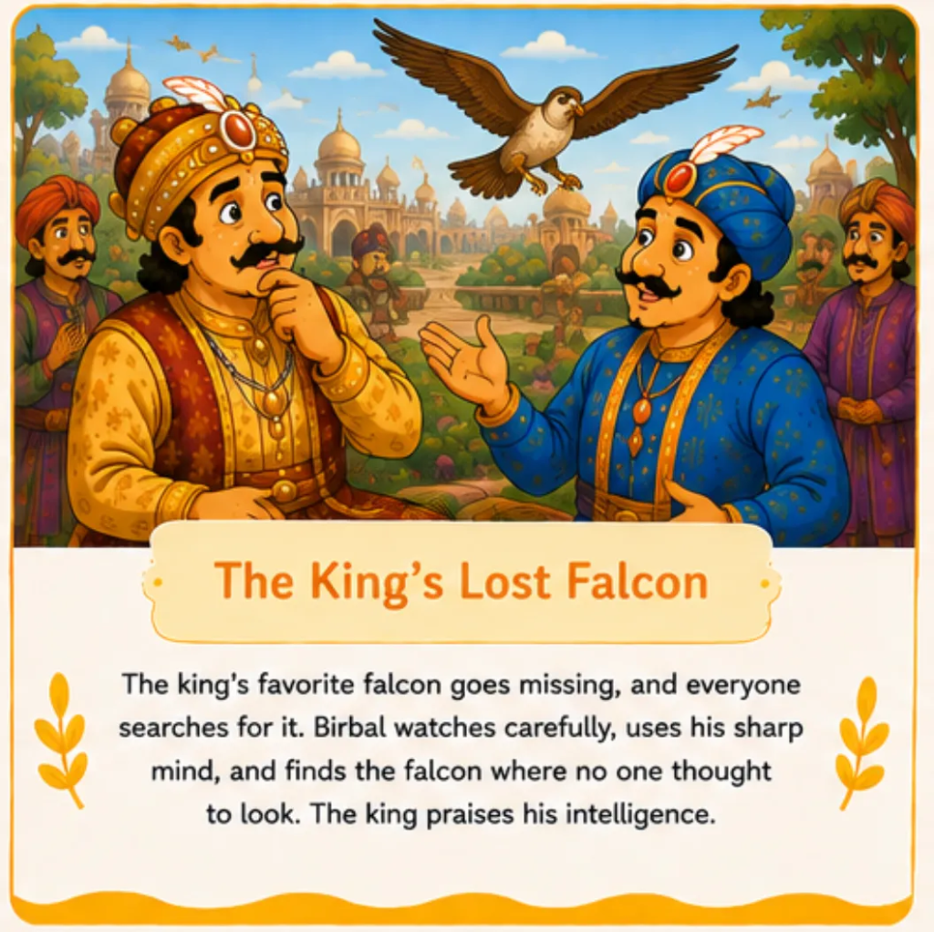 The King's Lost Falcon - Short Story of Akbar and Birbal in English