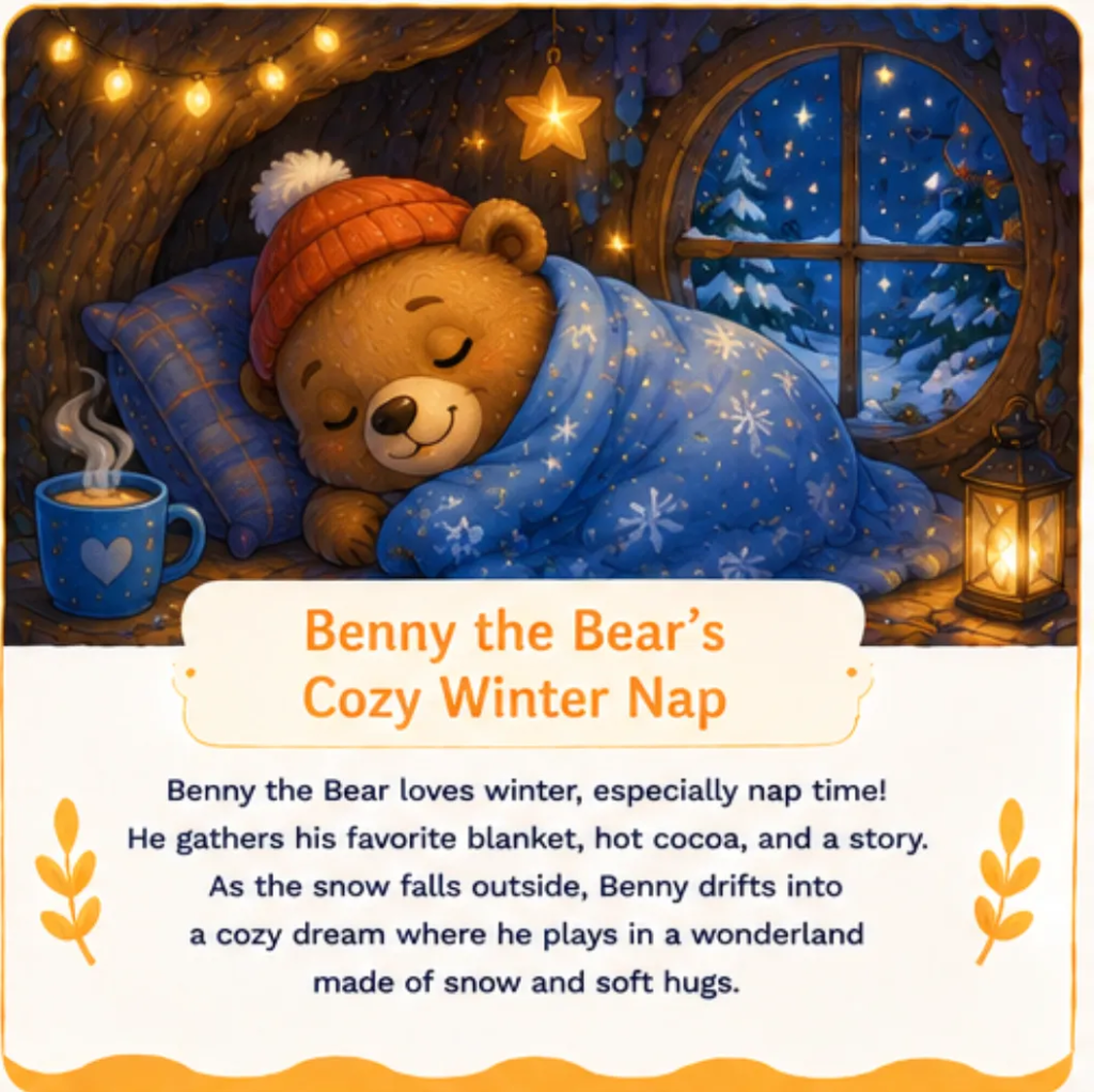 Benny the Bear's Cozy Winter Nap - Short Children's Bedtime Stories