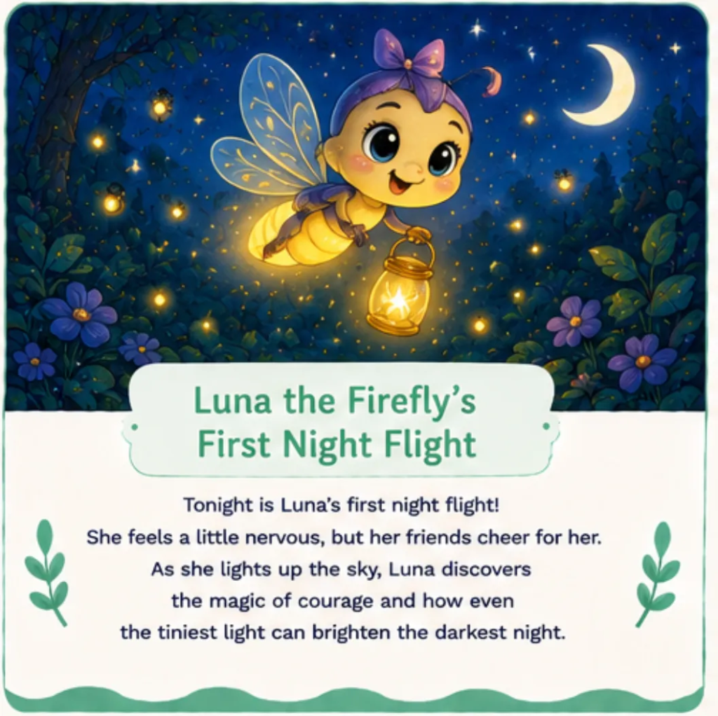 Luna the Firefly's First Night Flight - Short Children's Bedtime Stories