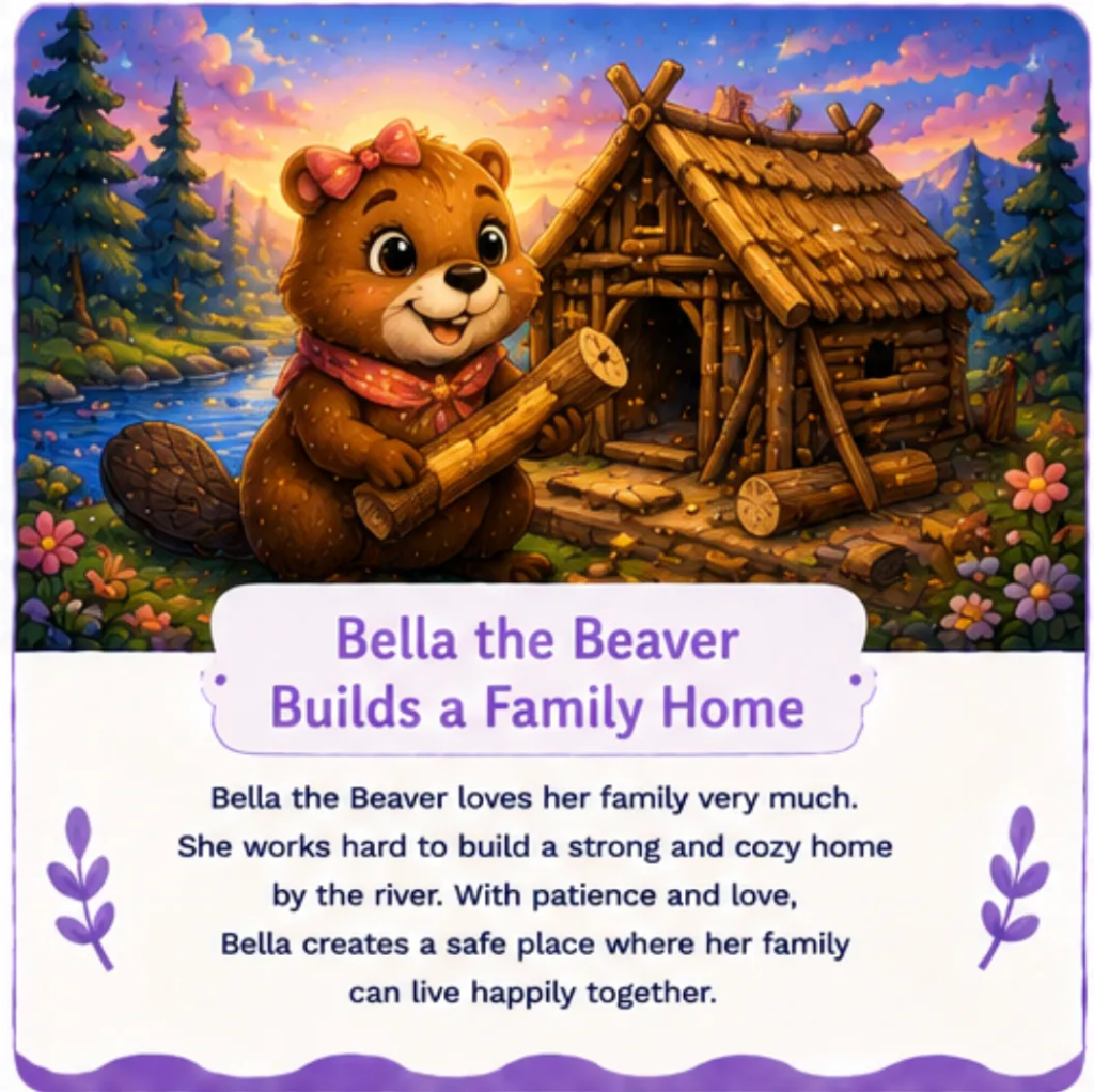 Bella the Beaver Builds a Family Home - Short Children's Bedtime Stories