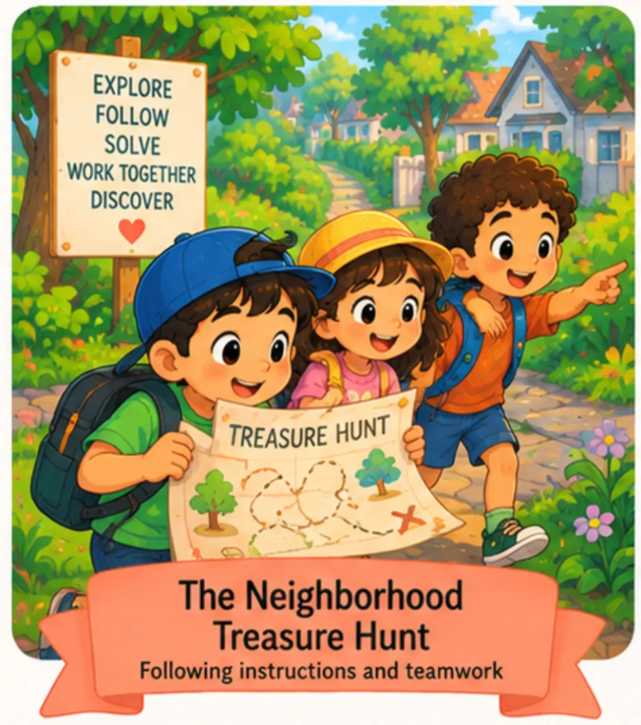 The Neighborhood Treasure Hunt - Easy Short Stories for Kids