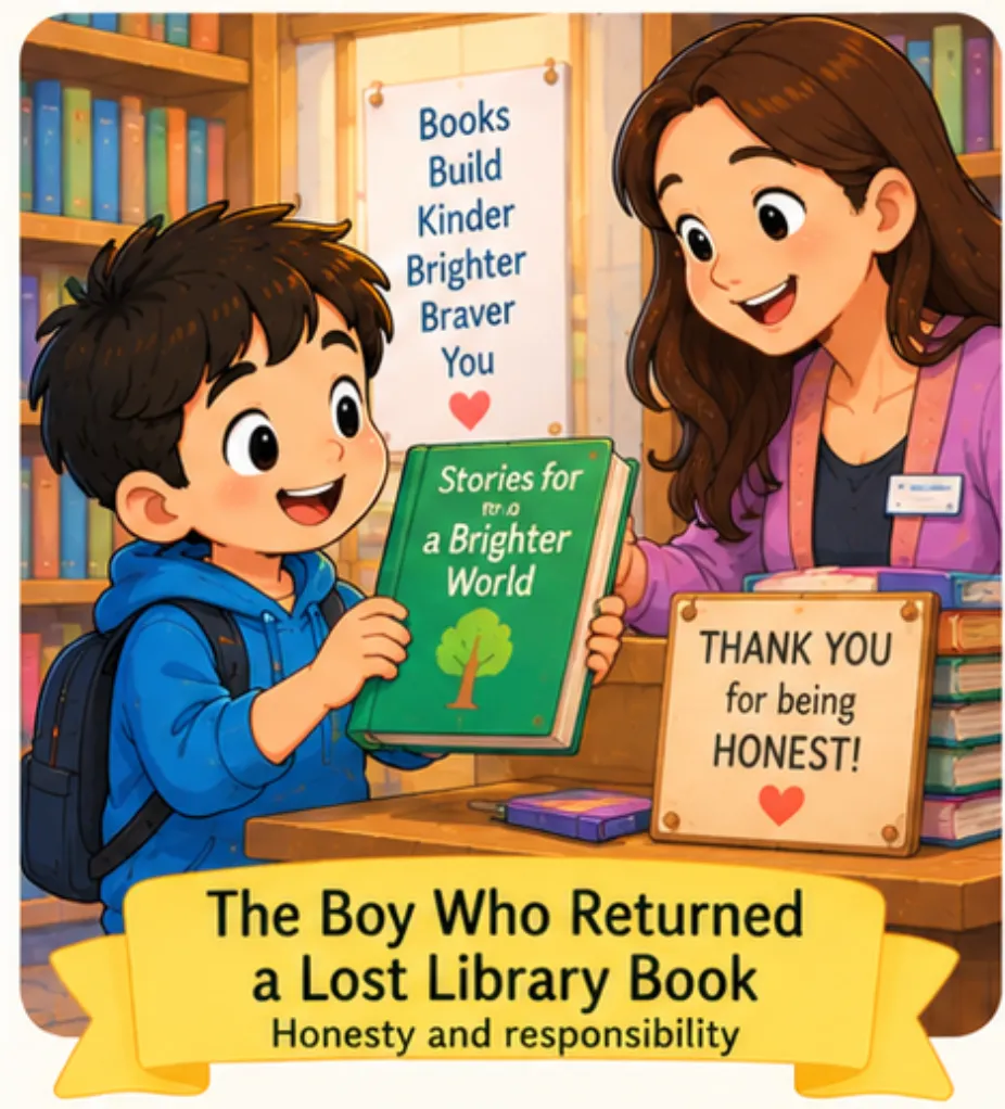 The Boy Who Returned a Lost Library Book - Easy Short Stories for Kids