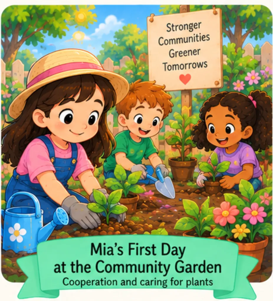 Mia’s First Day at the Community Garden - Easy Short Stories for Kids