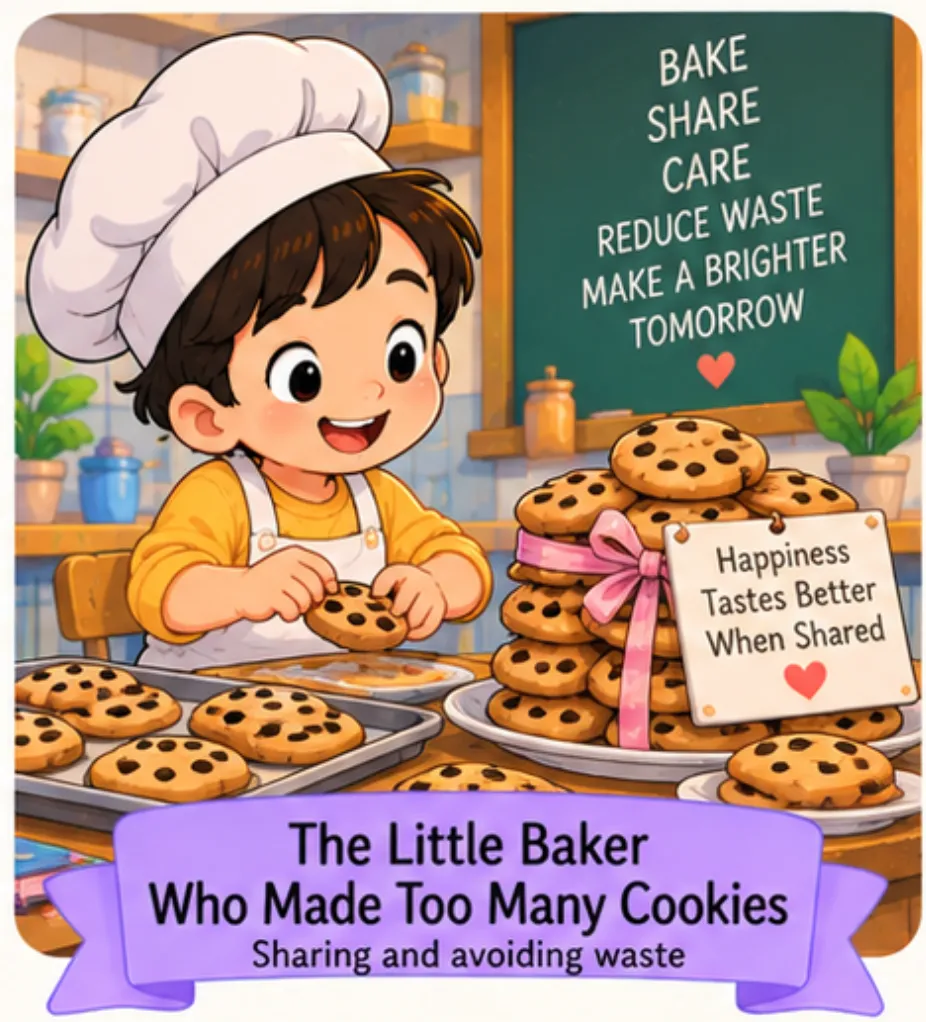 The Little Baker Who Made Too Many Cookies - Easy Short Stories for Kids