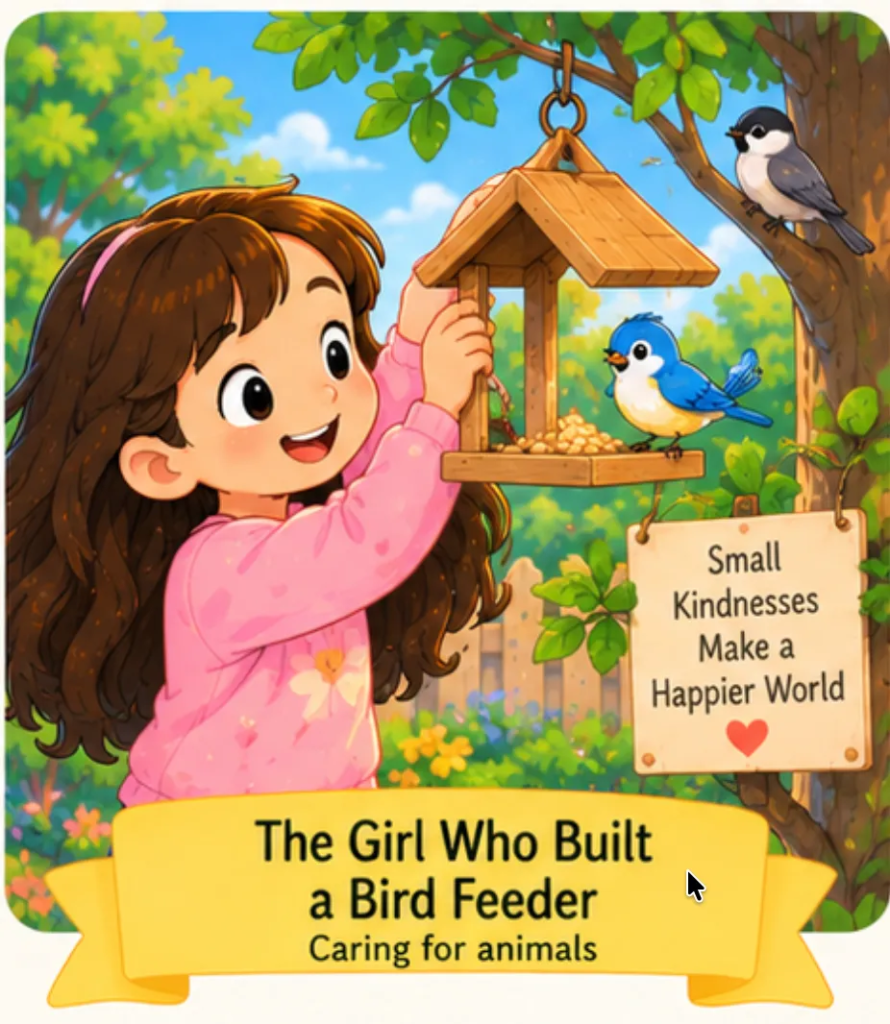 The Girl Who Built a Bird Feeder - Easy Short Stories for Kids