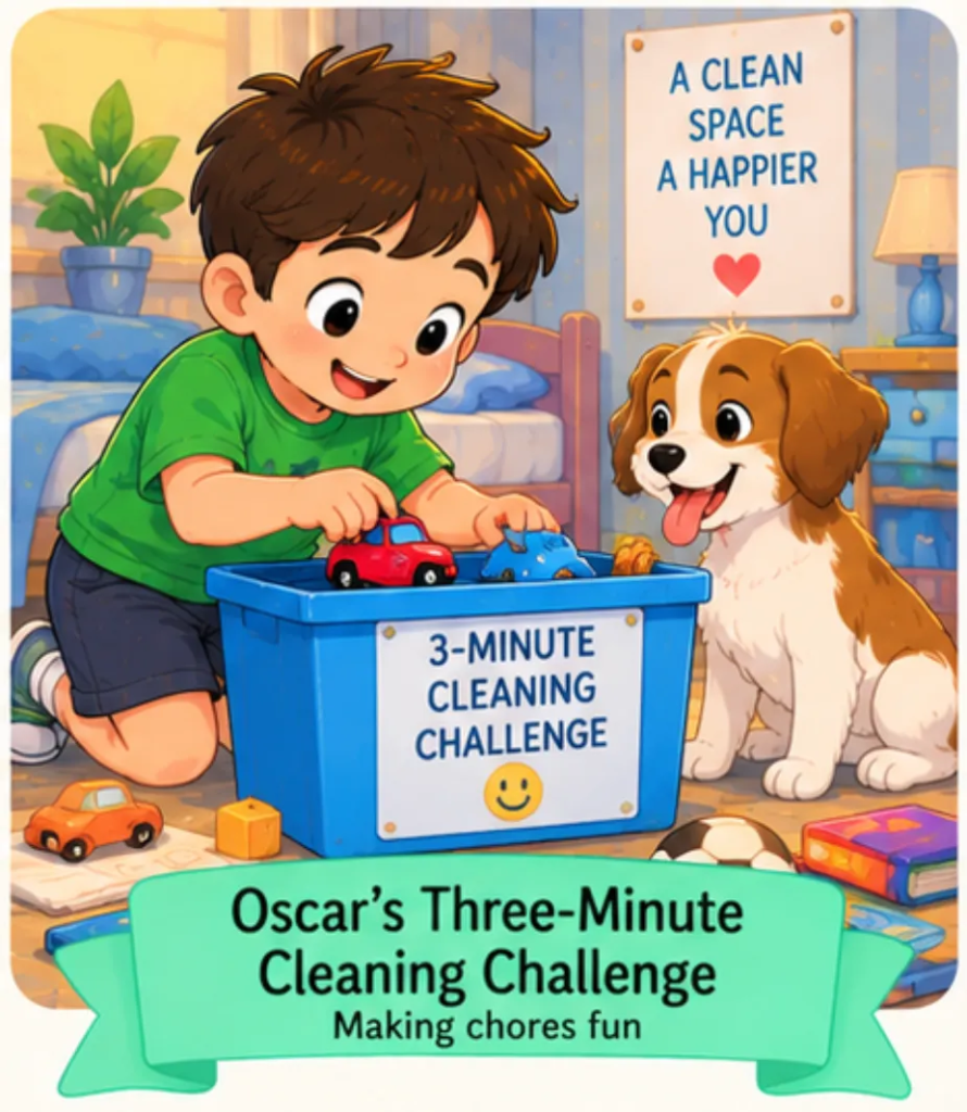 Oscar’s Three-Minute Cleaning Challenge - Easy Short Stories for Kids