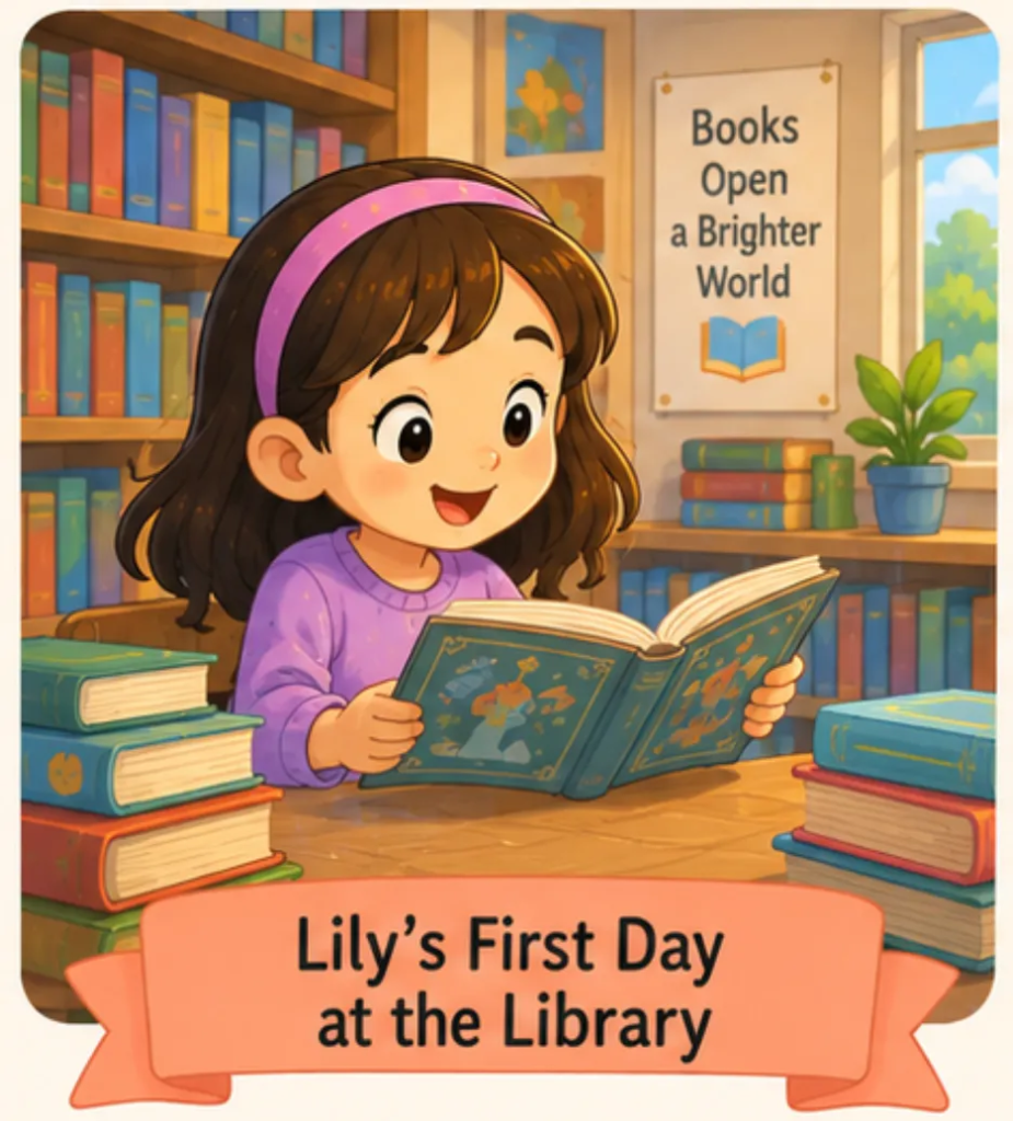 Lily’s First Day at the Library - Kindergarten Short Stories for Kids in English