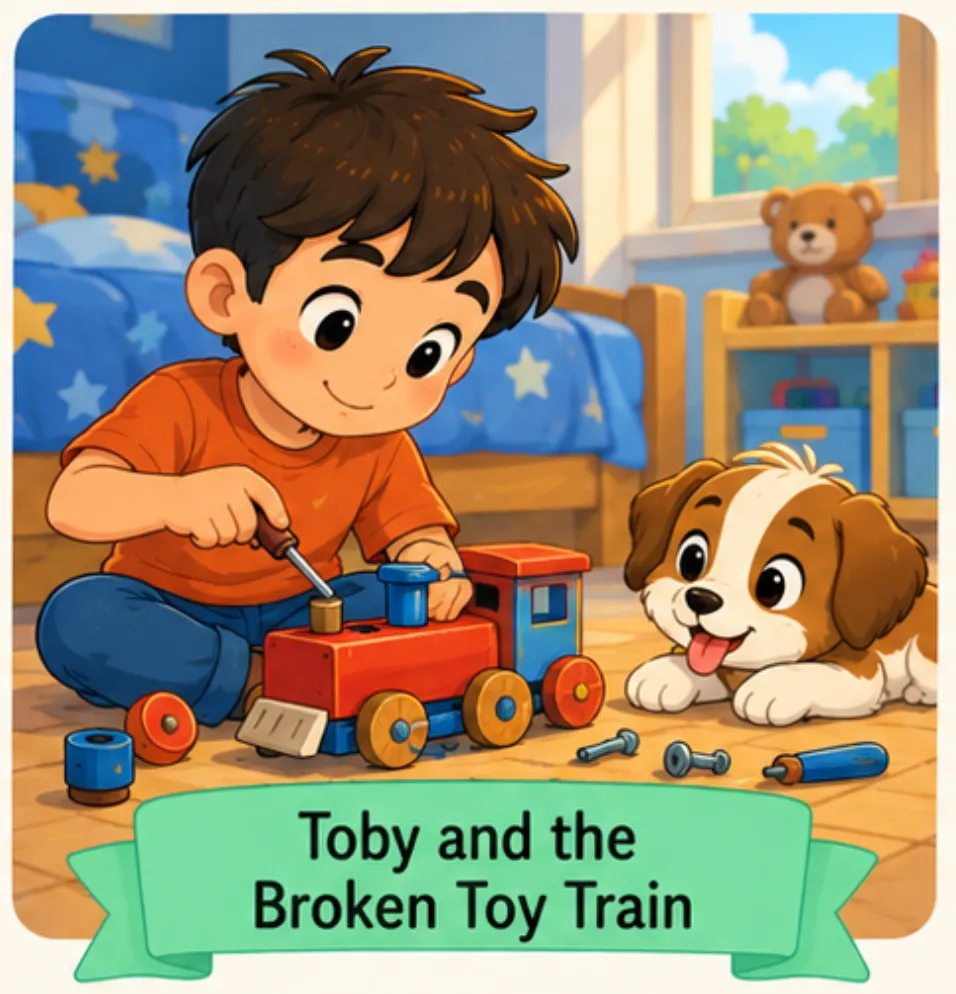 Toby and the Broken Toy Train - Kindergarten Short Stories for Kids in English