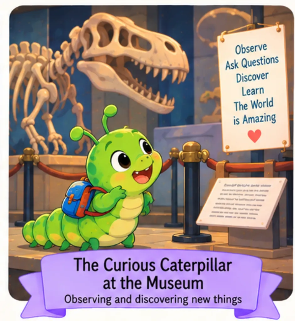 The Curious Caterpillar at the Museum - Preschool Short Stories for Kids
