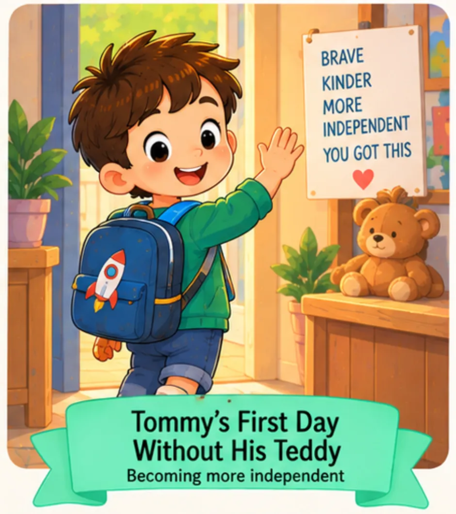 Tommy's First Day Without His Teddy - Preschool Short Stories for Kids